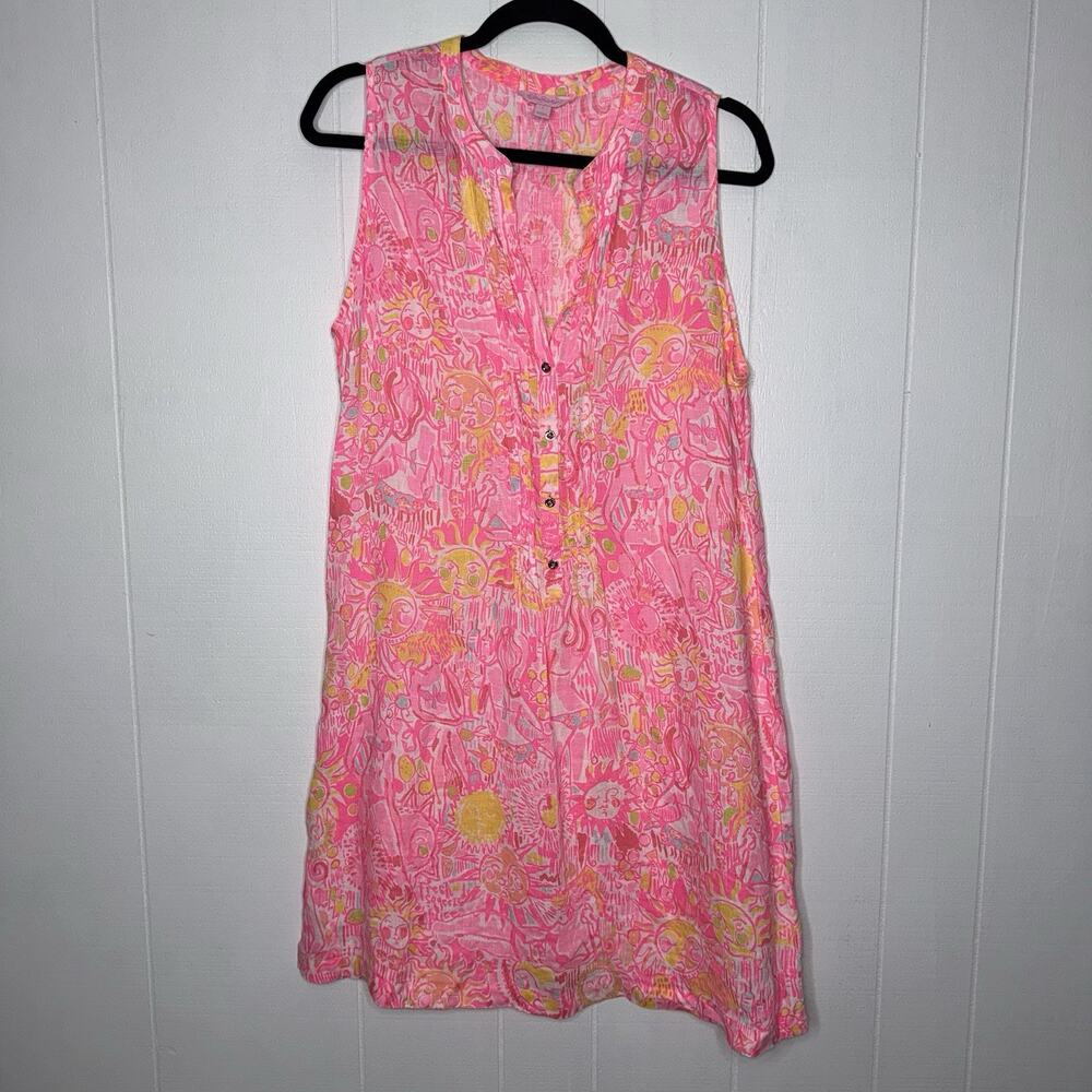 Lilly Pulitzer Women’s Sarasota Linen Dress Pink Pout More Kinis In The Keys L